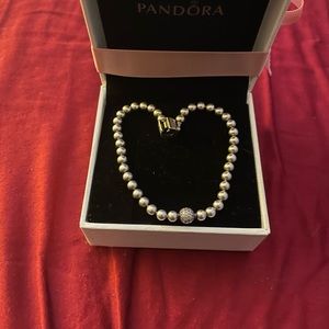 Sterling sliver beads and pave bracelet